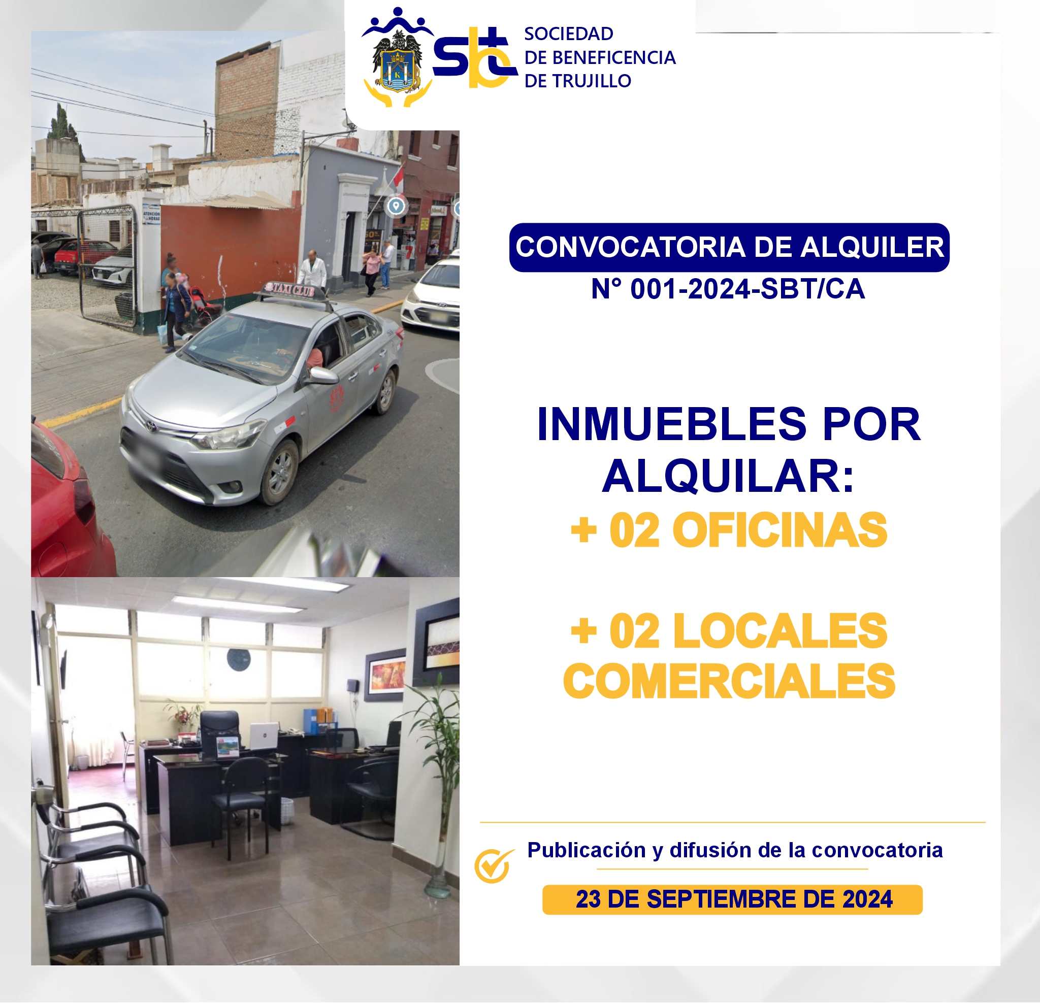 Convocatoria de Alquiler N° 001-2024-SBT/CA