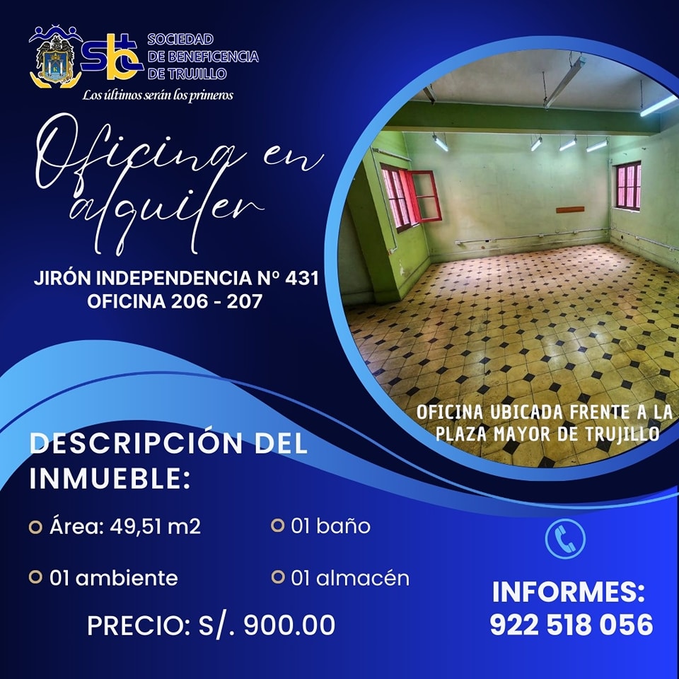 OFICINA EN ALQUILER EN EL CENTRO HISTÓRICO DE TRUJILLO